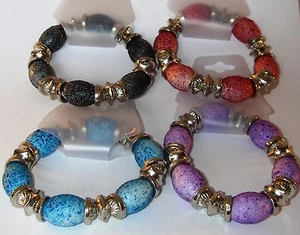 Speckled Bead Stretch Bracelet Multi Colour Ladies 6.5" Wristband Friend Bangle - Picture 1 of 5