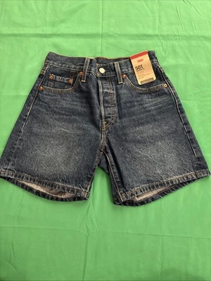 Pantalones Cortos Levi's 501 Original Medio Muslo Lavado Talla 25 Botón Mosca Foto 1 de 4