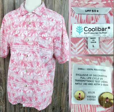 Camisa Coolibar Hawaiana Protección Solar Floral Abotonada UPF 50+ Coral Para Hombres L Usada en Excelente Condición Foto 1 de 4