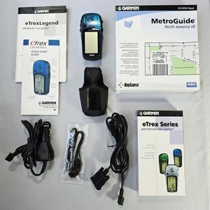 Garmin eTrex Legend GPS Navigator Adventure Bundle - Blue Handheld with Case - Picture 1 of 12