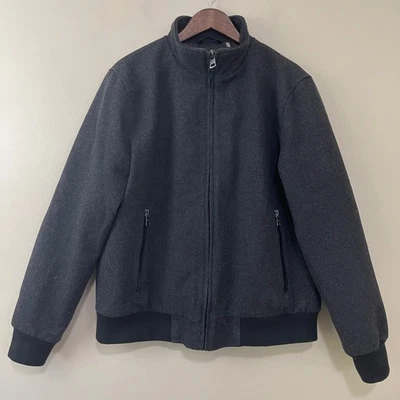 Chaqueta Bomber Calvin Klein Para Hombres Mezcla de Lana Cremallera Completa Forrada Gris Mediana Foto 1 de 4