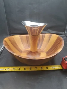 nambe chip & dip bowl Acacia Wood Metal Dip Bowl - Picture 1 of 6