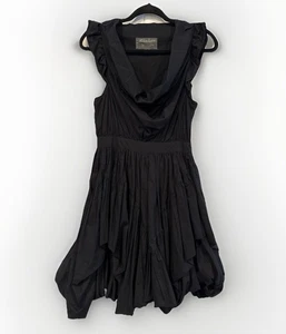 Vestido AllSaints Spitalfields Negro Capucha Cuello Burbuja Dobladillo Volantes Sin Mangas Talla 10 - Imagen 1 de 8