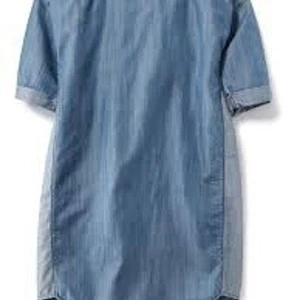Old Navy Girl's Two-Tone Short-Sleeve Medium Wash Chambray Denim Dress, Size 6-7 - Picture 1 of 7