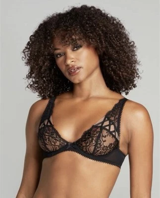 Sujetador AGENT PROVOCATEUR 36A Cordellia Negro Alto Ápice Con Aros Sexy Encaje Foto 1 de 4