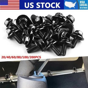 Car Body Bolts Screws Fastener Fender M6-1.0x 16mm Long-10mm Hex-17mm Washer Kit - Picture 1 of 11