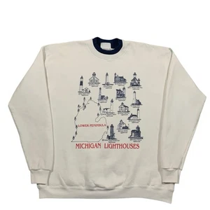 Suéter Cuello Redondo Michigan Lighthouses Años 90 De Colección Talla XL - Imagen 1 de 6