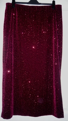 M&S Collection Long Occasion Skirt Burgundy Mix & Sequins Size 16 Fully Lined - Image 1 of 4
