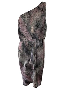 GREYLIN Anthropologie One Shoulder Mini Dress Size MEDIUM Cutout Back Feather - Picture 1 of 12