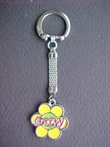 vintage 60's groovy hippie sunflower key chain key tag - Picture 1 of 6