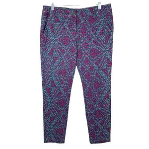 Cabi Pants Women's 8 Palm Beach Floral Crop Blue Pink Floral Skinny Stretch 806 - Picture 1 of 9