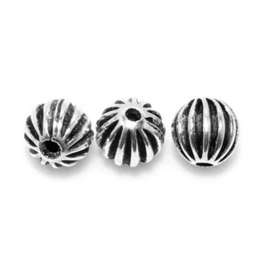12 Pcs 8mm Corrugated Bead Antique Silver Plated Jewelry Making - Picture 1 of 3