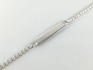 925 Sterling Silver Baby Christening Curb ID Bracelet 5.5" **FREE ENGRAVING** - Picture 1 of 5