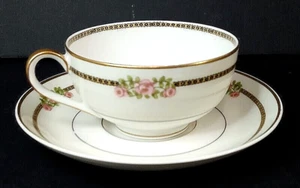 Limoges France Teetasse & Untertasse TH Theodore Haviland Vintage Porzellan rosa Rosen - Bild 1 von 9