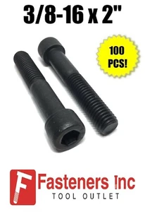 (Qty 100) 3/8-16 x 2" Socket Head Allen Cap Screw 12.9 Black Oxide / Plain - Picture 1 of 2