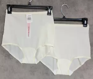 Shadowline Panties Briefs #17005 Womens Medium Ivory Bloomers Sissys 2-Pack New - Picture 1 of 11