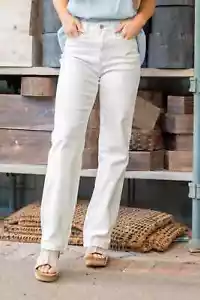 Jeans Judy blu nuovi con etichette taglia 13/31 bianchi taglio dritto vita alta elasticizzato JB88510 - Foto 1 di 14