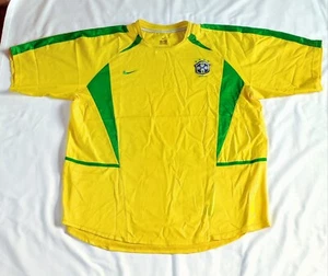 BRAZIL MENS 2002 HOME FOOTBALL SHIRT SIZE XL MEN'S EXTRA LARGE NIKE YELLOW GREEN - Picture 1 of 10