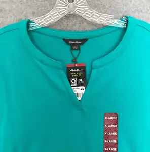 NWT Eddie Bauer V-Neck T Shirt Womens XL Turquoise Short Sleeve Pima Cotton New - Picture 1 of 10