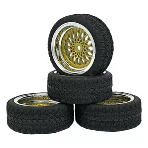 4x 1/10 Gummireifen Räder 12mm Hexe für HSP HPI Tamiya Kyosho RC auf Straße Auto - Bild 1 von 4
