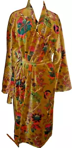 Eleanor James 100% Cotton Velour Velvet Floral Vintage Robe Lined L Large - Picture 1 of 8