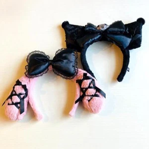 Sanrio Headband My Melody Kuromi Ribbon Pink Black Puroland Midnight Melokuro - Picture 1 of 12