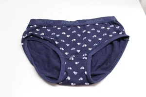 Nautica Girls Underwear Stretch Cotton Briefs 4-6 years Navy White Hearts - Picture 1 of 5