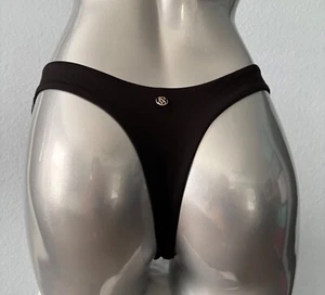 Victoria's Secret Swim Nwt Black Cinched Ruched Front Sexy Thong Bikini Bottom - Picture 1 of 5