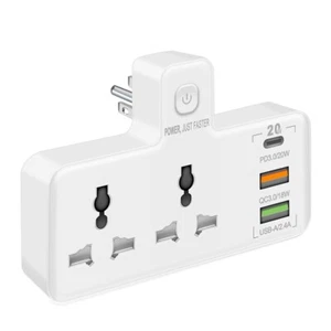 3 Prong Multi Plug Outlet Extender with USB A PD & QC 3.0 External Plug Adapter - Picture 1 of 1