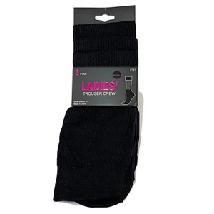 Damen Hosen Crew Socken schwarz Größe 4-10 Pack 3 Paar Sammelsohlen - Bild 1 von 2