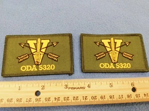 PAIR OF -  Special Forces - ODA 5320 PATCHES - GREEN - HOOK BACKS - NEW - Picture 1 of 3