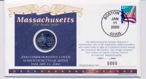 2000 Commemorative Cover Massachusetts Quarter First Day Cover Limited edition - Picture 1 of 5