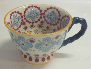 ANTHROPOLOGIE Akila con piedini manico blu torsione tazza caffè floreale ritirata - Foto 1 di 7