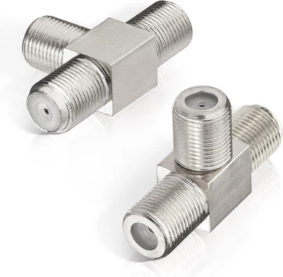 F Type Splitter 3 Way F-Type Female to 2 Female Coaxial Connector Adapter T-Shap - Image 1 of 4