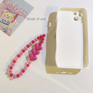 Rose Red Love Beads Phone Strap Resin Phone Wrist Strap  for Woman Girl - Photo 1 sur 6