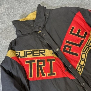 Vintage Super Triple Goose Jacket Mens Large Embroidered Down Hip Hop 90s - Picture 1 of 11