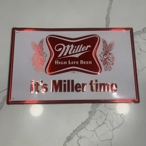 Letrero metálico Miller High Life Beer 1978 vintage 16" x 10" Miller Time EE. UU. raro - Imagen 1 de 9