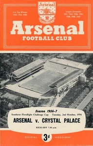 ARSENAL v Crystal Palace (Southern Floodlight Cup) 1956/1957 - 4 page programme - Picture 1 of 1