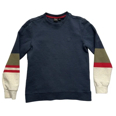 Hugo Boss Salbo 2 Para Hombre S Pequeño Bloque de Color Azul Marino Oliva Rojo Gris Sudadera Retro Foto 1 de 4