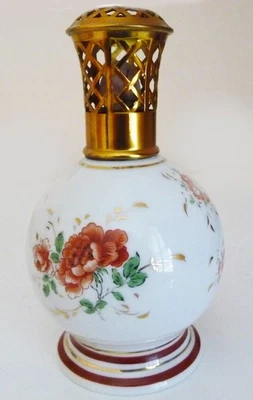 LAMPADA BERGER vintage porcellana dipinta a mano rosa rossa floreale Parigi - Immagine 1 di 4