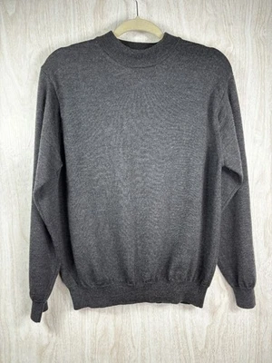 Giasone Italy Pure New Wool Sweater Gray Crewneck Mens Size Medium Classic Warm - Image 1 of 4