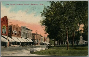BARABOO WI OAK STREET ANTIQUE POSTCARD - Picture 1 of 2