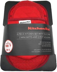 Juego de 2 mini guantes y 2 soportes para ollas KitchenAid (ROJO) - Imagen 1 de 5
