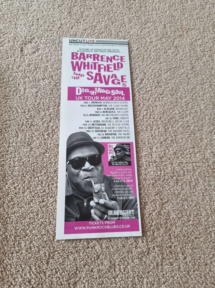 TNEWL18 ADVERT 11X4 BARRENCE WHITFIELD & THE SAVAGES : DIGTHY SAVE SOUL TOUR - Image 1 of 1