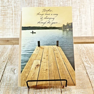 American Greetings Birthday Card 6x8 For Brother Dock Water Blue Brown - Picture 1 of 10
