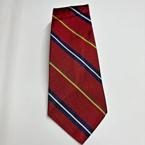 Polo Ralph Lauren Striped Tie Made in Italy in 100% Silk Red Black 49” - Picture 1 of 7