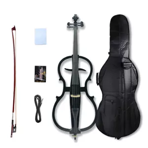 4/4 Full Size Electric Cello Solid Wood Ebony Fittings Case Bow Silent - Picture 1 of 9