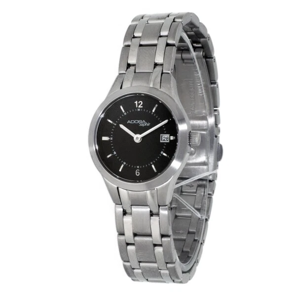 Reloj de pulsera ADORA zafiro AS4018 para mujer cristal de zafiro fecha color plata
