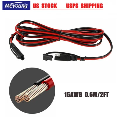 Cable de extensión SAE a SAE de 2 pies 16 AWG 2 pines cable de arnés de cable de desconexión rápida EE. UU. Foto 1 de 4