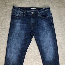 Mavi Jeans Mens 35x29 Blue Zach Straight Leg Regular Fit Dark Wash Stretch Denim